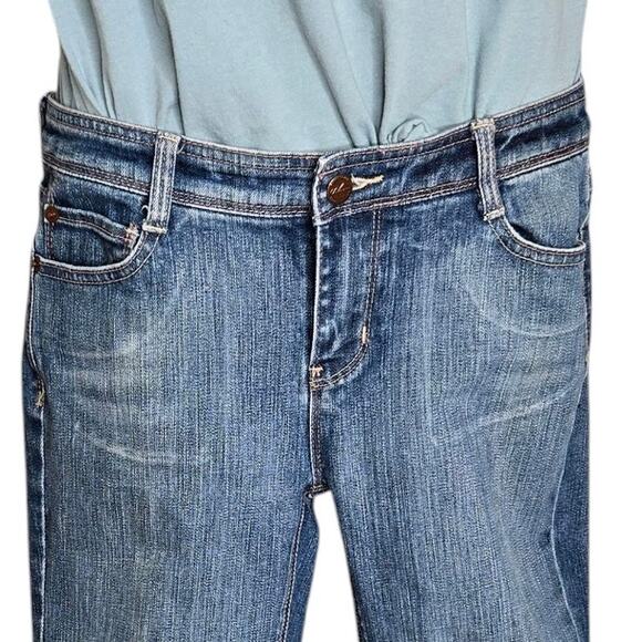 White‎ House Black Market Womens Capri Jeans 2 Blue Raw Hem Stretch Embroidered - Picture 5 of 13